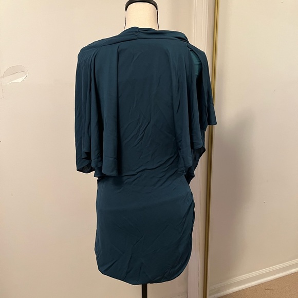 Halston Heritage Teal Off Shoulder Dress - Picture 3 of 11